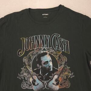 Johnny Cash Band Crew Neck Short Sleeve Graphic Shirt Mens Size Large L Green
